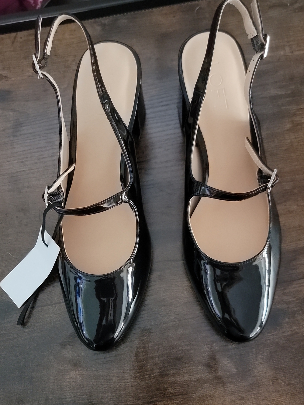 LOFT Black Patent Slingback Mary Jane Heels